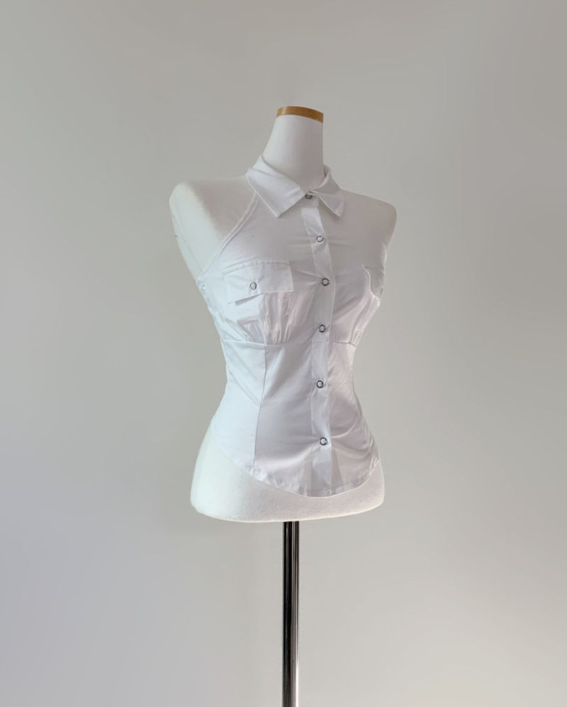 Eriso button halter top (white)