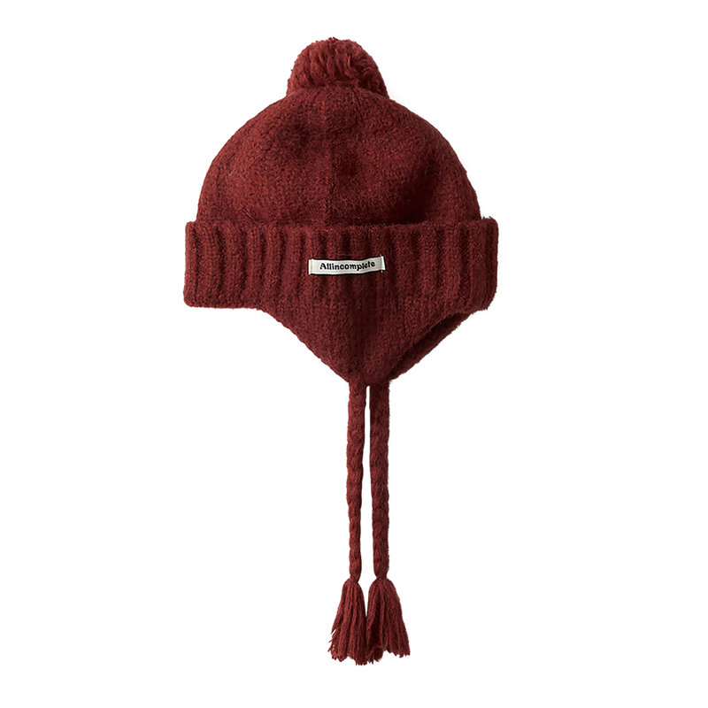 Folded Bell Earflap Beanie (Red)