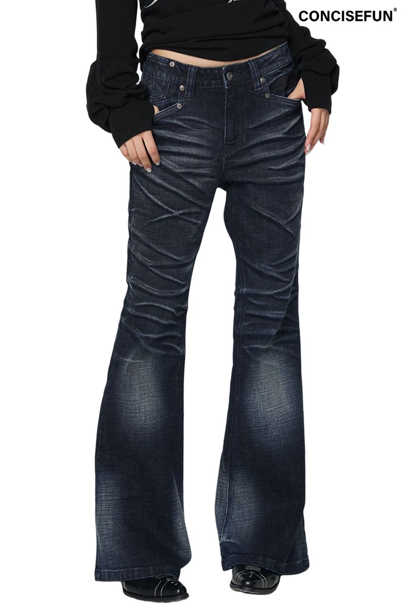 CONFUN（コンファン）の「CONFUN Design sense three-dimensional cat whiskers, aged washed flared jeans style（Pants）」