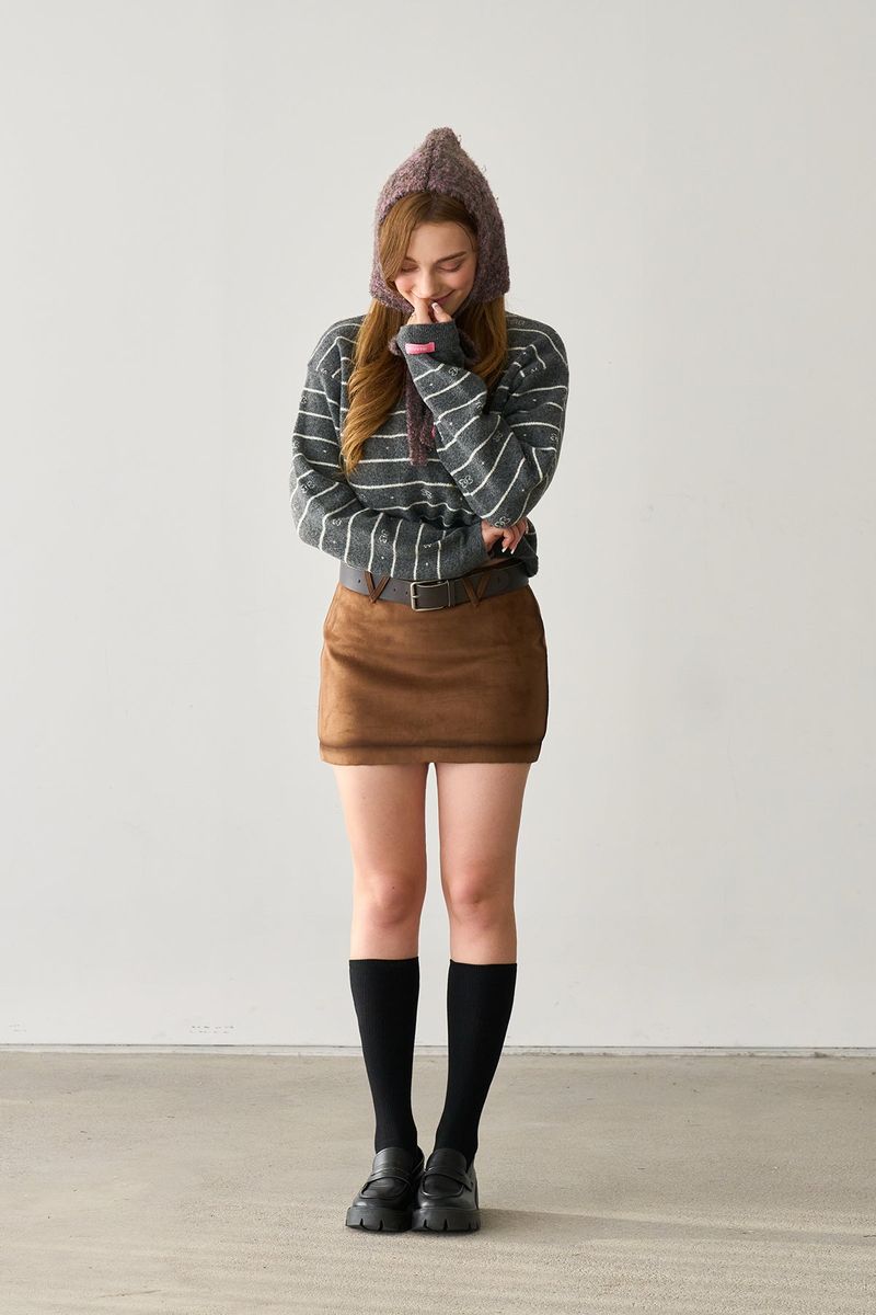 OIL BRIDGE SUEDE SKIRT BROWN