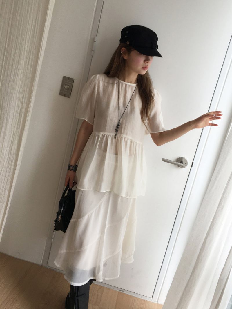 Sheer back ribbon blouse