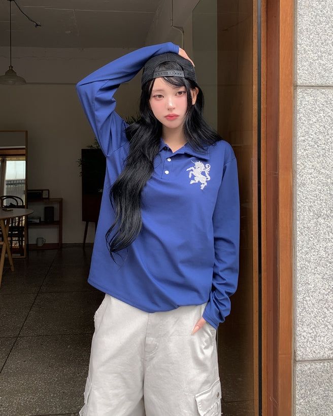 Horse Numbering PK Collar Long Sleeve Tee