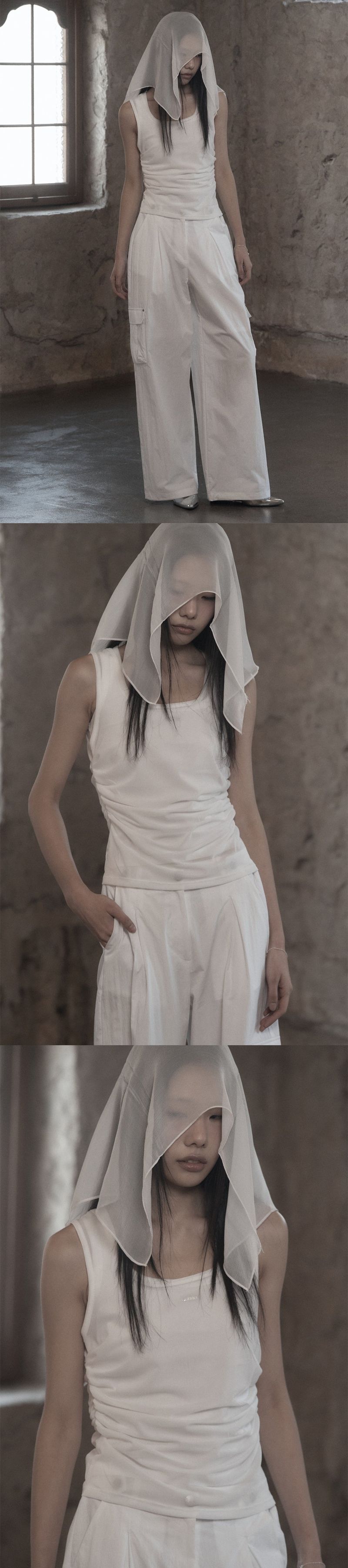[mnem] Metal Logo Rib Tank (white)