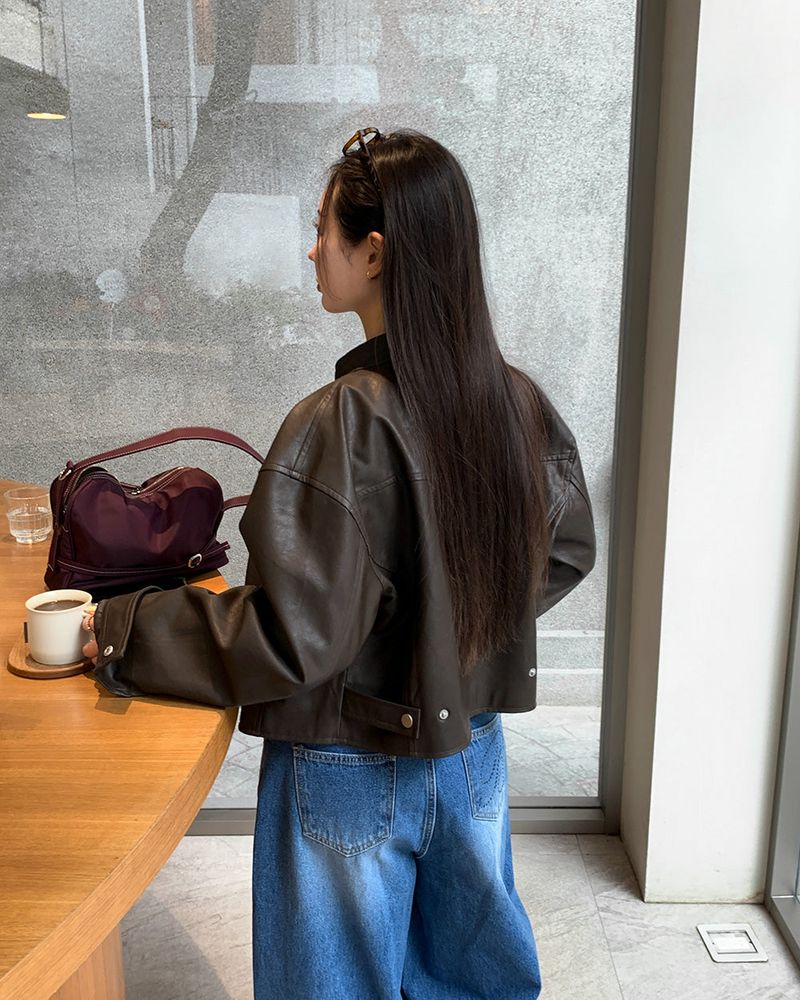[BELLIDE MADE] BAND COLLAR, SUEDE CROP JACKET