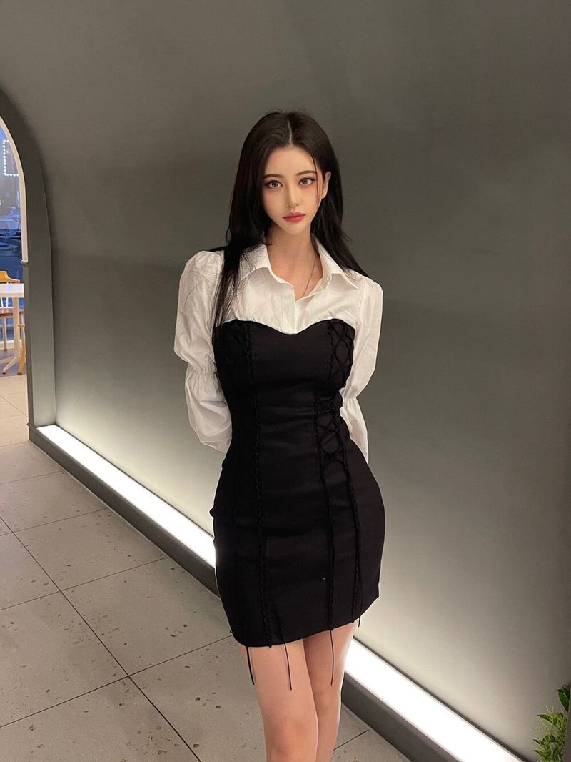 Seow（ソウ）の「044. Corset bustier dress (black, gray)（Dresses）」