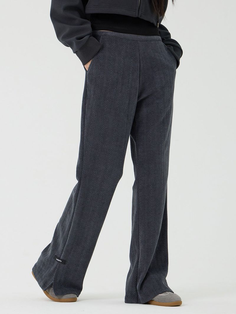 Knit cut detail bootcut Pants, Charcoal