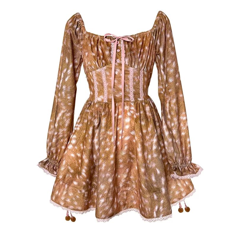 Autumn Fawn Long-Sleeve Dress