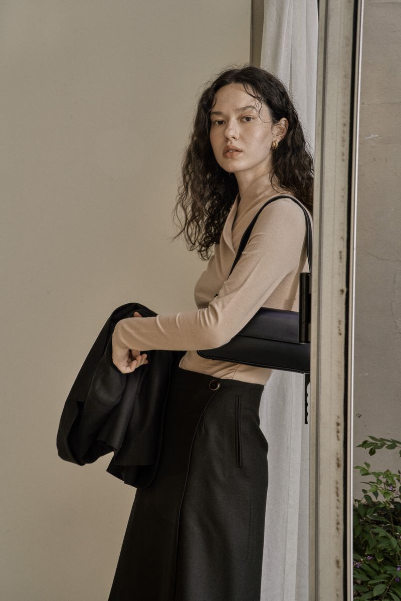 DRAPE JERSEY TOP_BEIGE