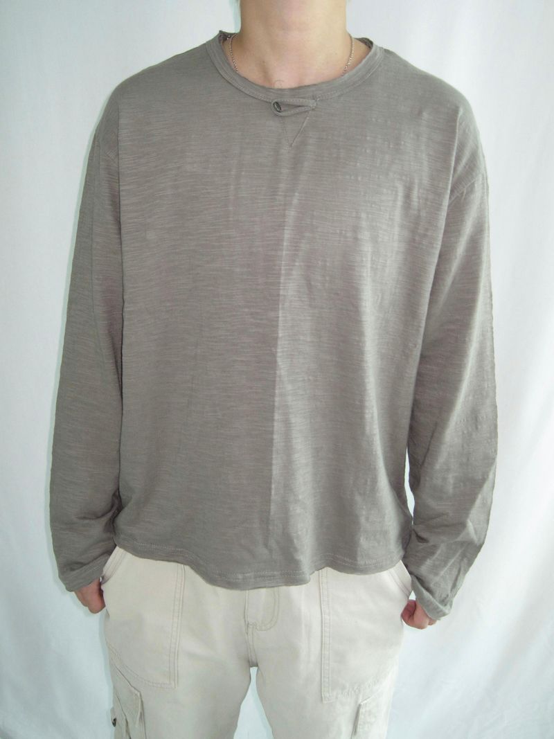 Vintage Slub Loop Henley Neck Long Sleeve T-Shirt(3c)