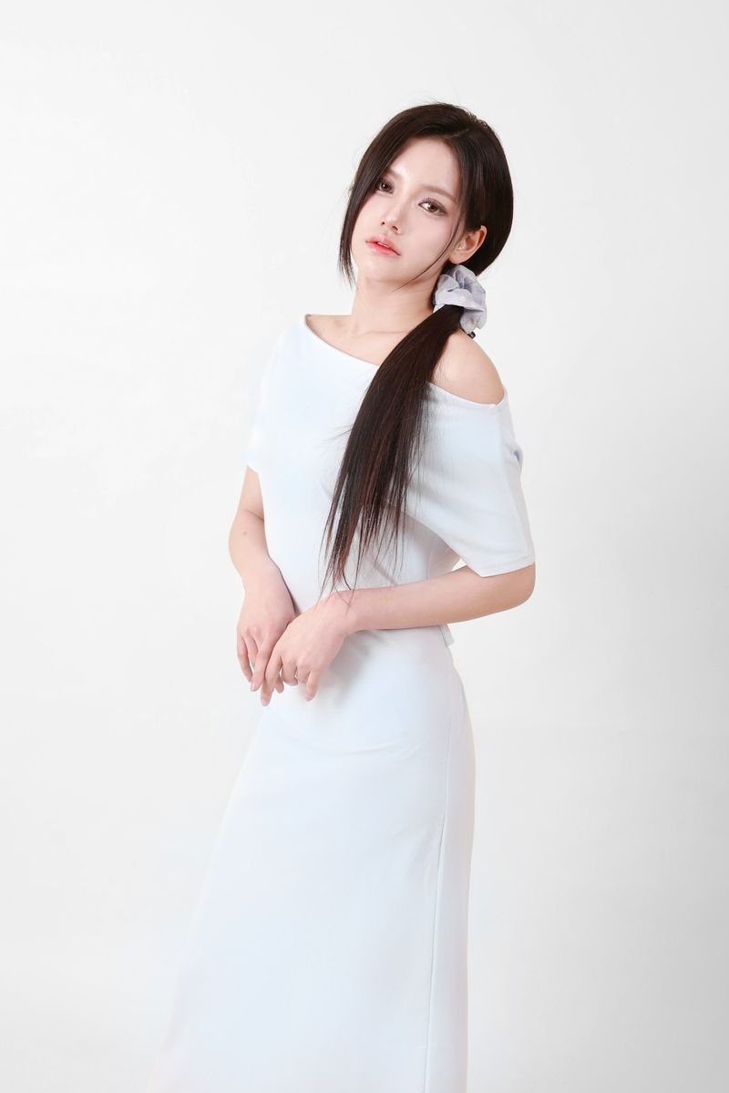 Off-Shoulder Slit Long Onepiece Sky Blue