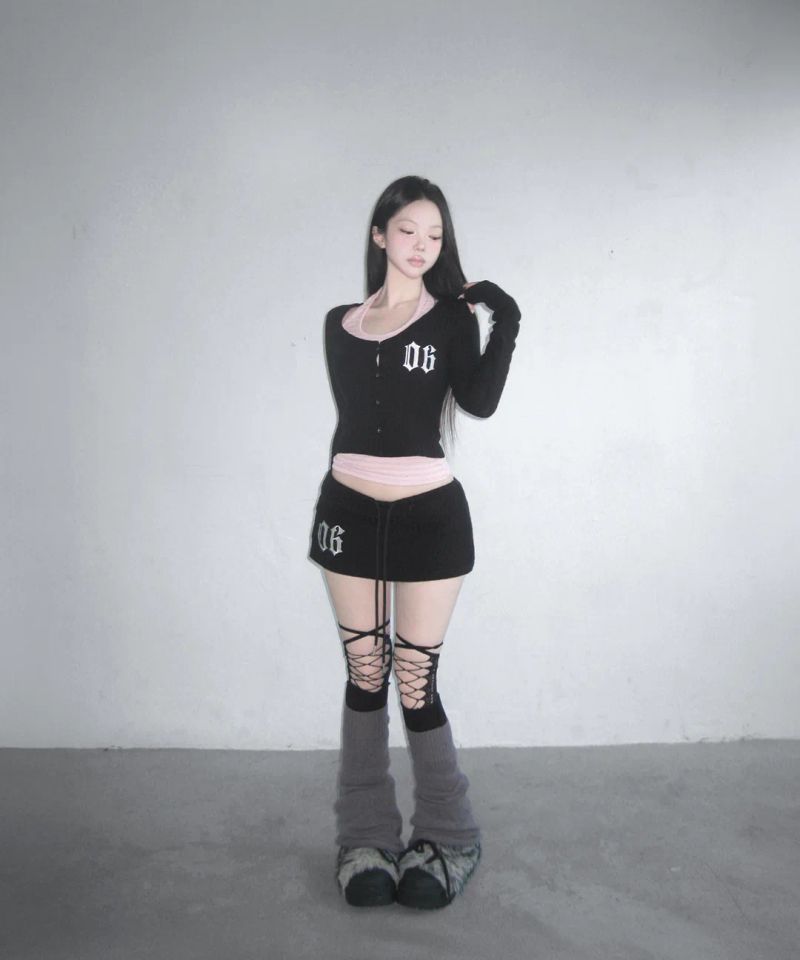 chrome cable knit skpt (3colors)