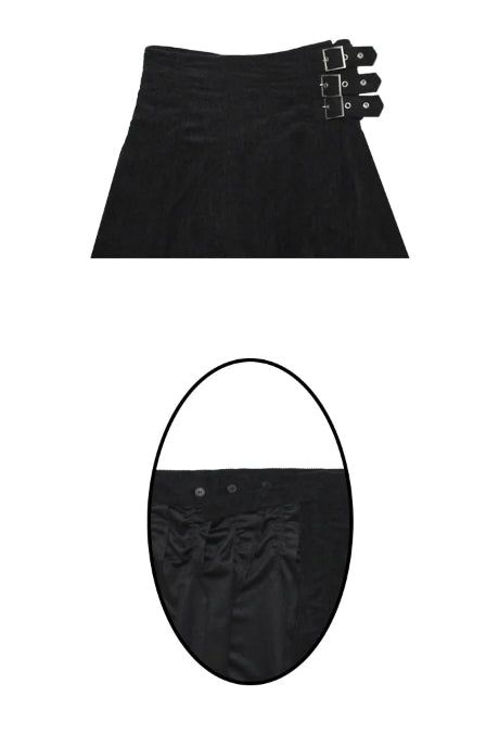 CORDUROY BUCKLE WRAP SKIRT