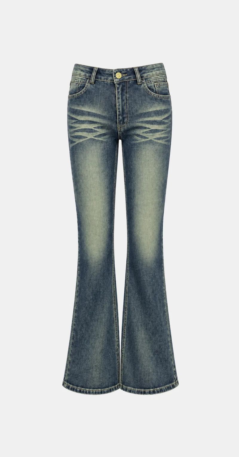 Vintage Washed Bootcut Denim Jeans