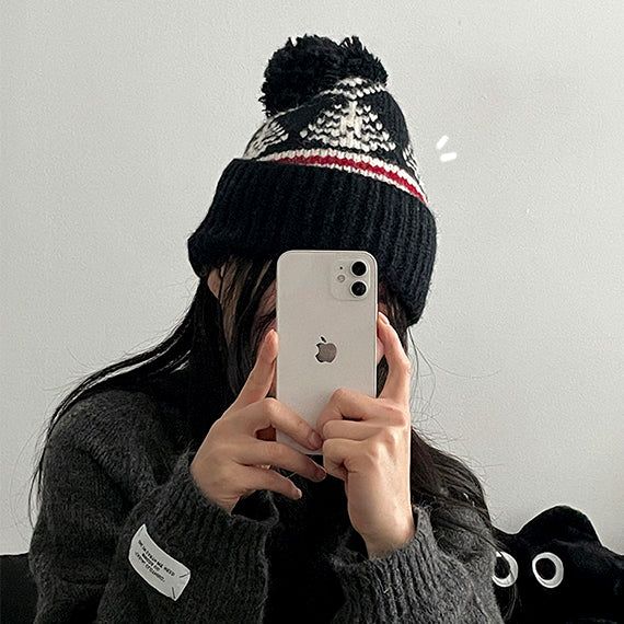 Christmas tree cherry beanie hat
