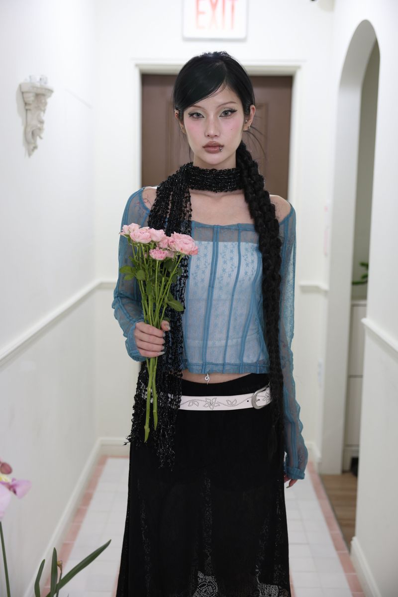 Twinkle net scarf (Black/White)
