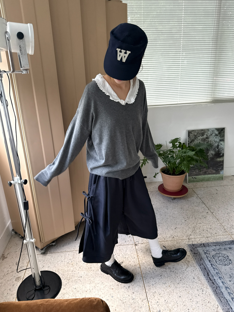 side ribbon wrap pants