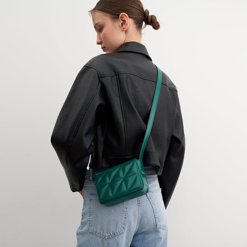 QUILTED FLAP BAG MINI_BLUE GREEN
