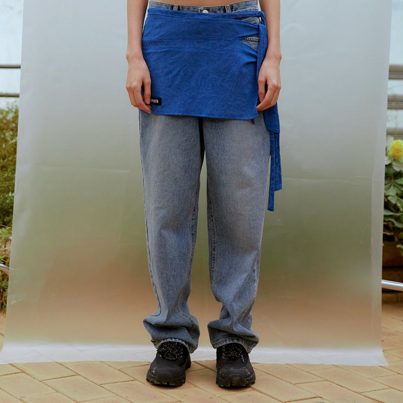 13MONTH(サーティーンマンス)の「Jacquard Wrap Skirt (BLUE)(Skirts)」