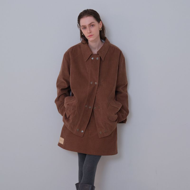 Brown Corduroy Patch Mini-Skirt