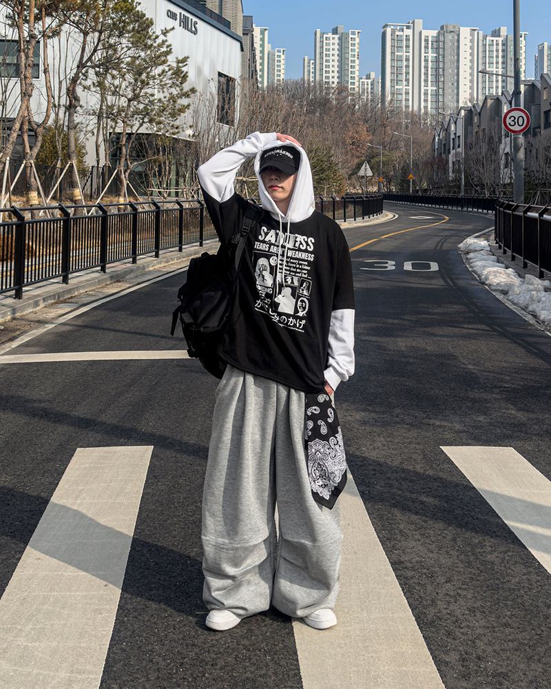 Sad Layered Oversized Hoodie