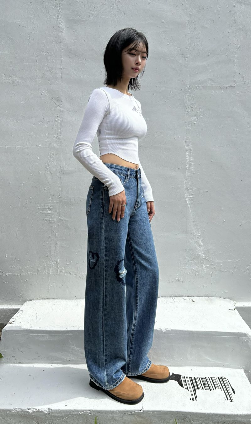 VINTAGE EMBROIDERED DENIM PANTS code 17911
