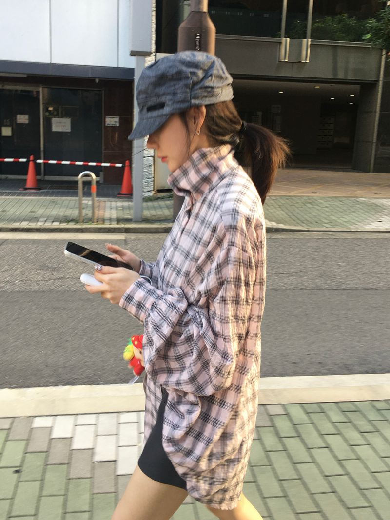 Hyper High-Neck Over Check Shirt (2c)