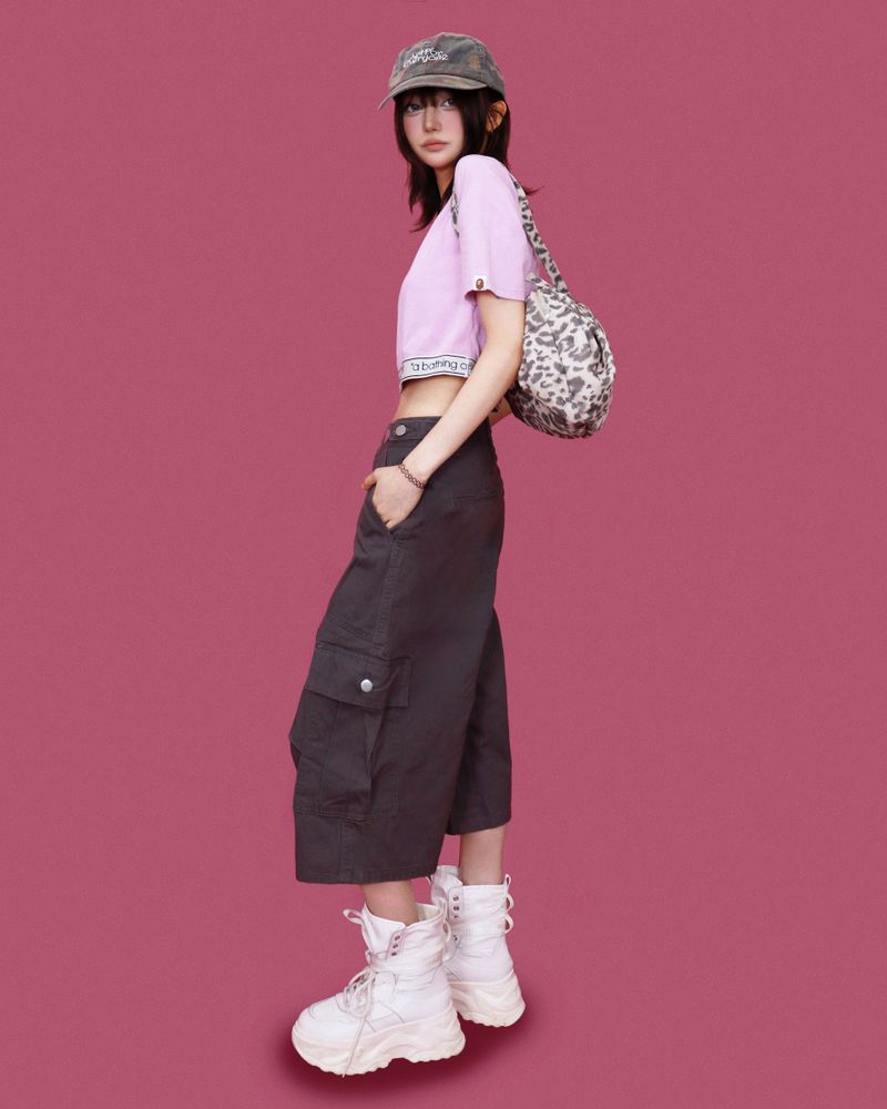 hamburger cargo bermuda pants