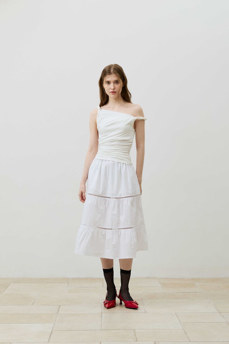 COS TWISTED SHIRRLING TOP / IVORY