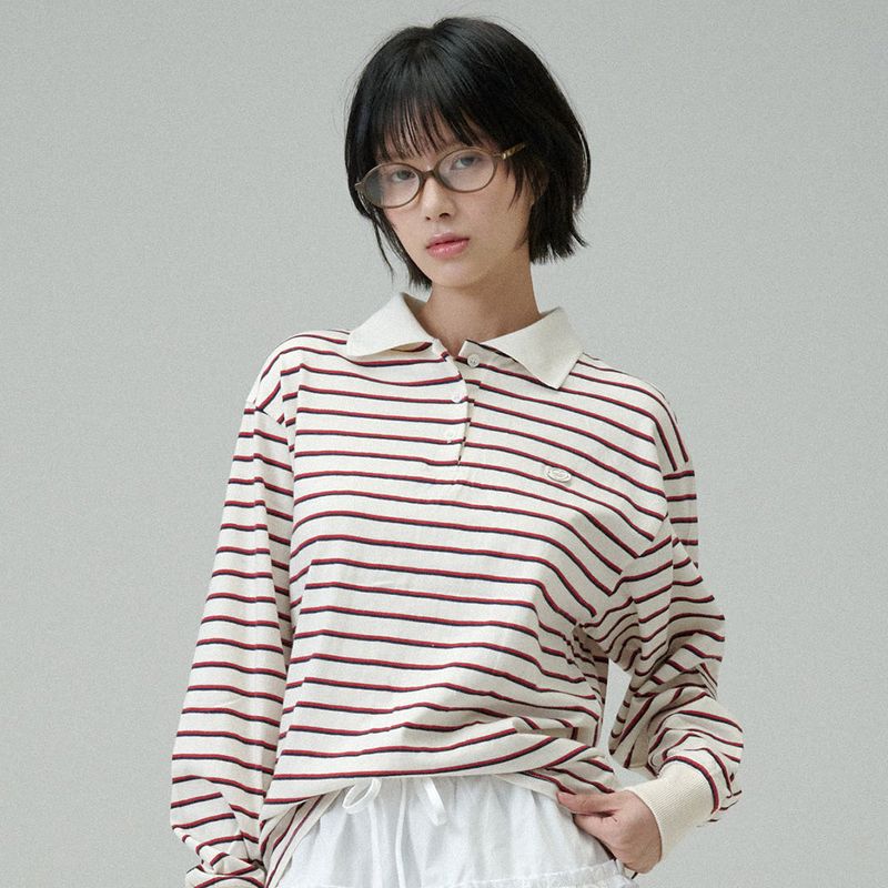 STRIPE COLLAR T-SHIRT (Ivory)