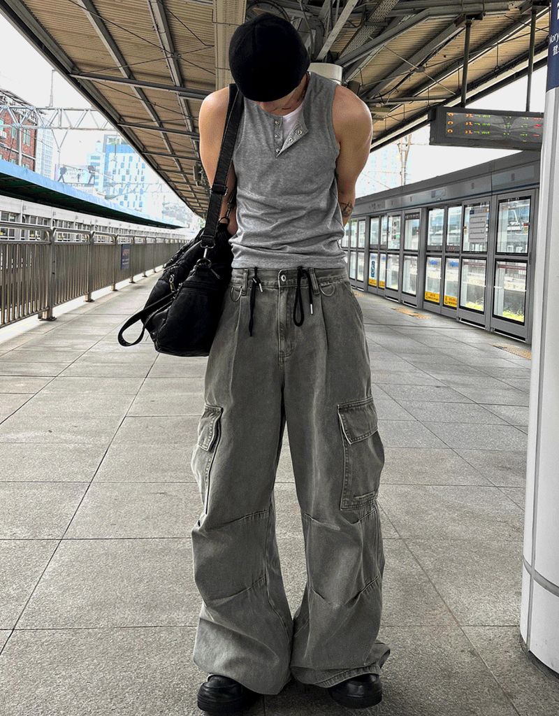 Pinter Aesthetic Raw Denim Keyring Cargo Pants
