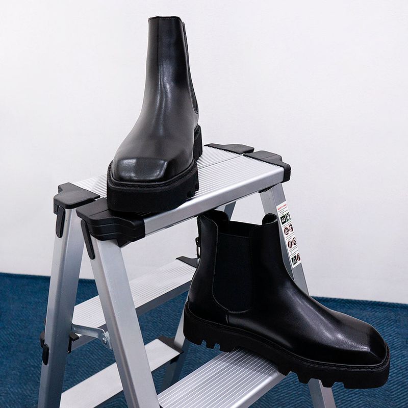 4cm up Cowhide Squareto Chelsea Boots