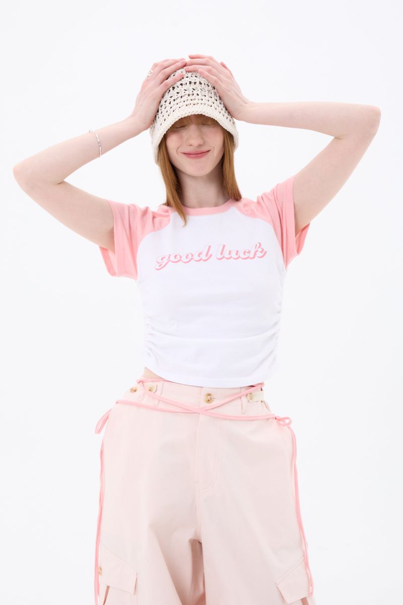 GOOD LUCK LOGO T-SHIRT / PINK