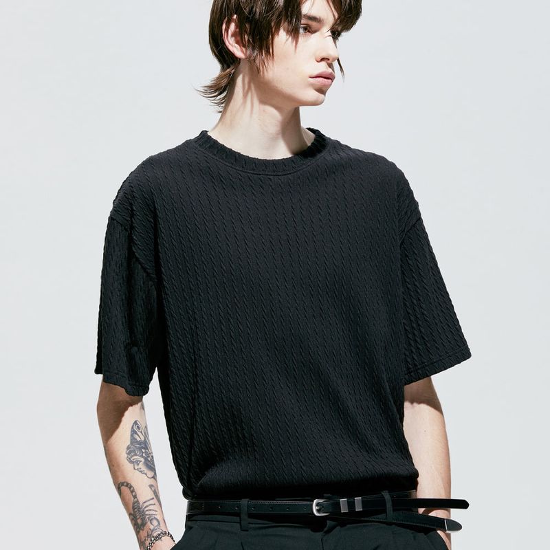 jacquard knit t-shirt black