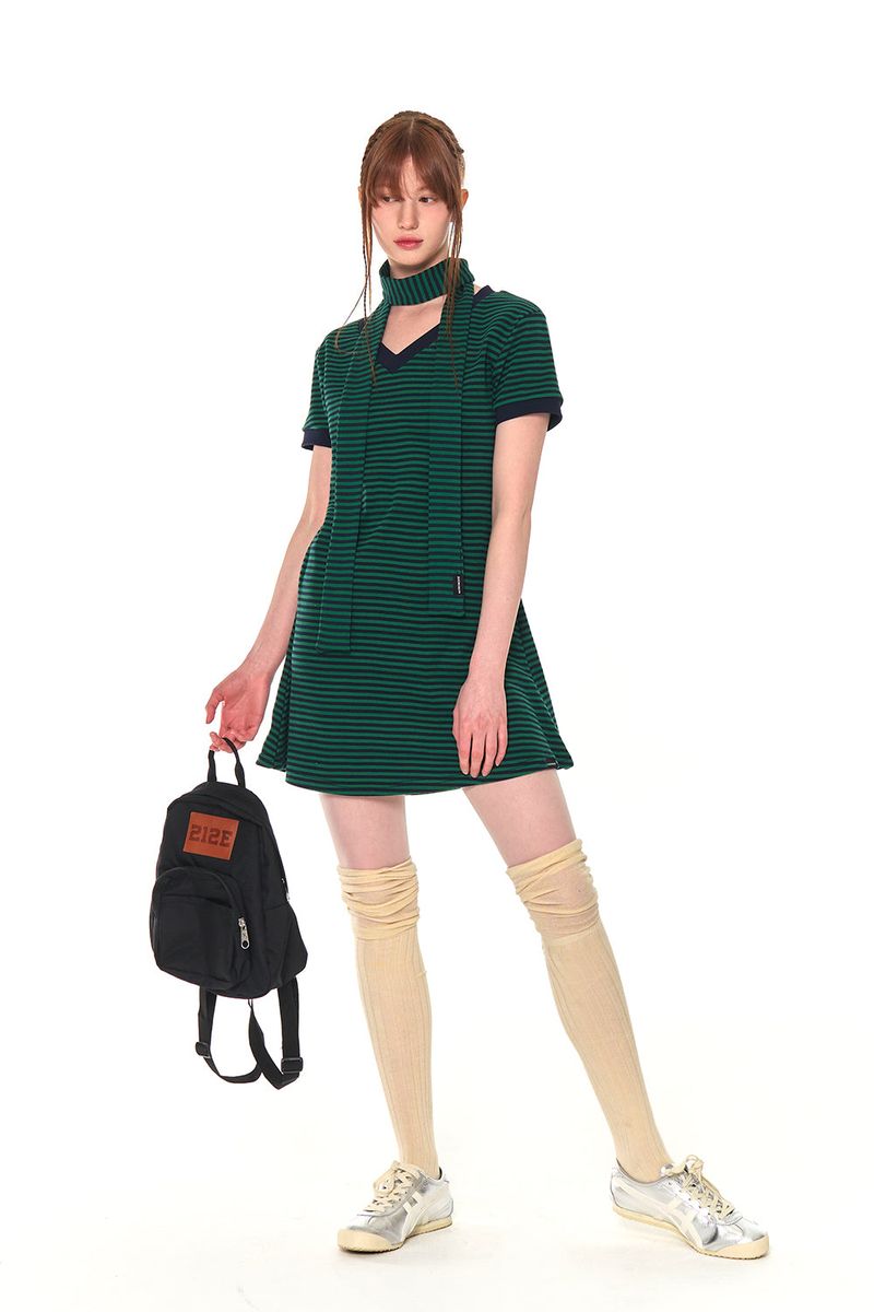 V NECK STRIPE OPS (GREEN)
