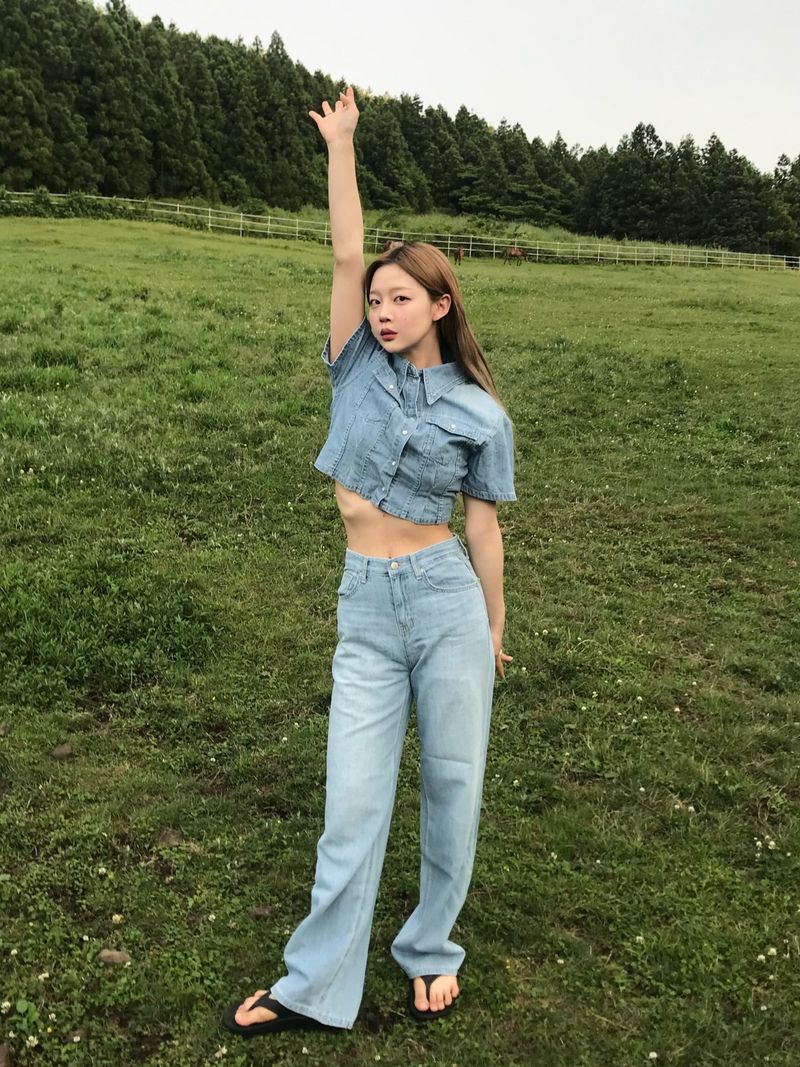 Horizon denim set up pants