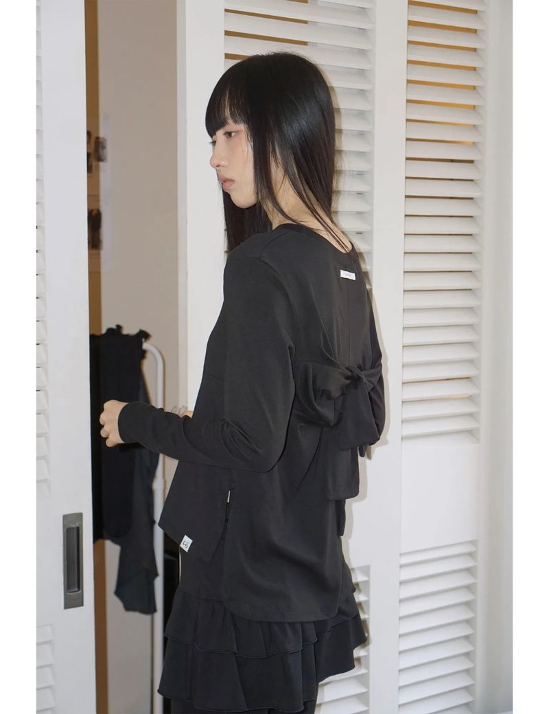BACK RIBBON T-SHIRT(BLACK)
