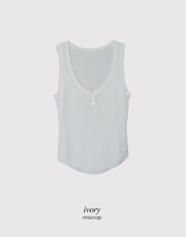 #Button Point Rib Sleeveless (3color)