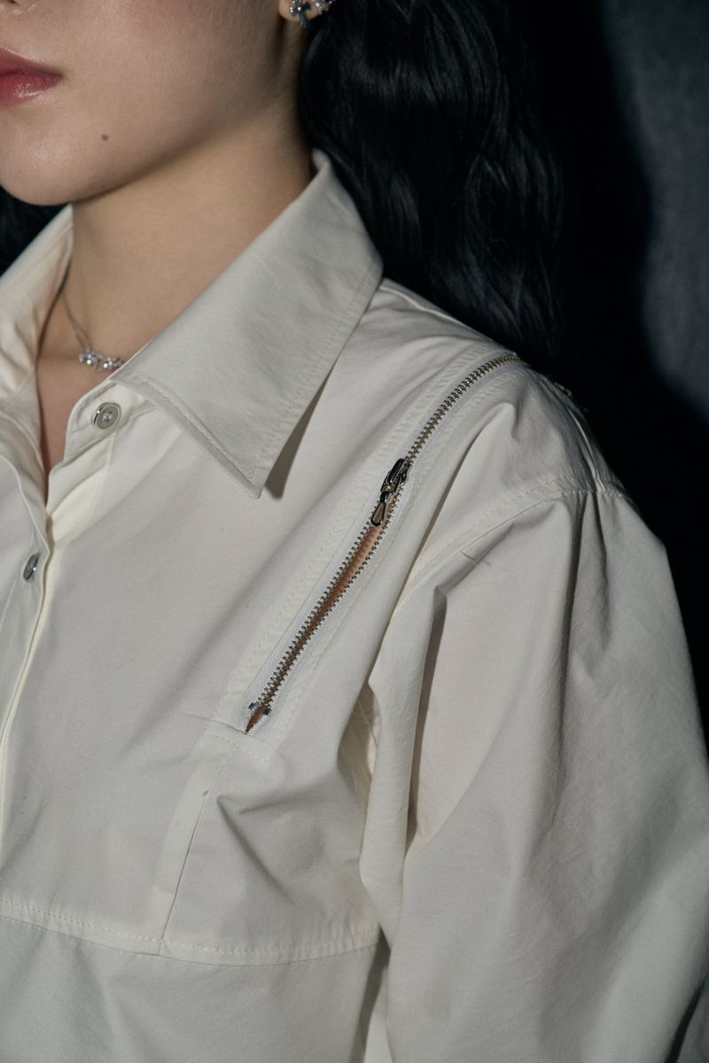 zipper crop sh - ivory