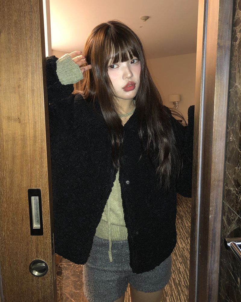 Neyu Collar Sherpa Quilted Fur Half Jacket