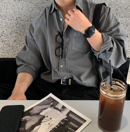 Glass Pigment Basic Cotton Shirt