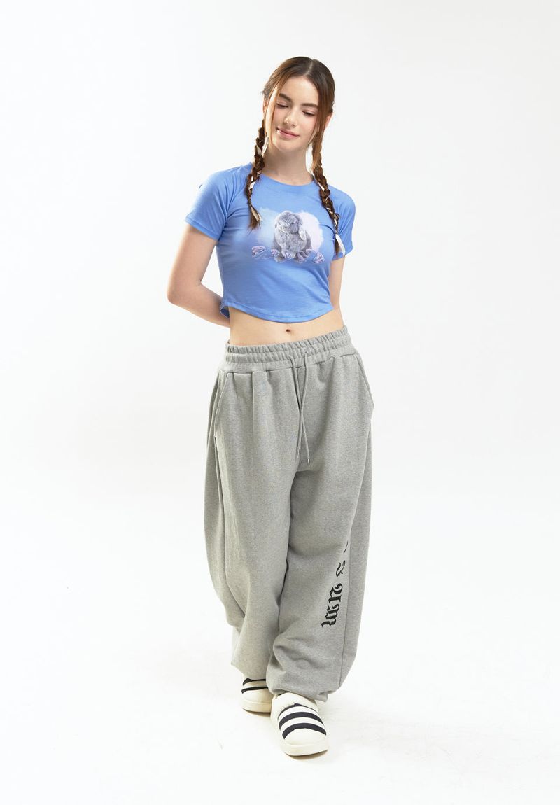 Heart bunny Raglan Crop-T (blue)