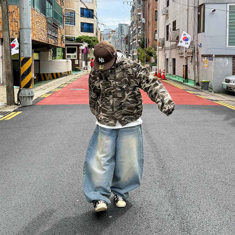 HundoP（ハンドピー）の「Vintage Cropped Camouflage Button Hoodie Jacket（Jackets/Outerwear）」