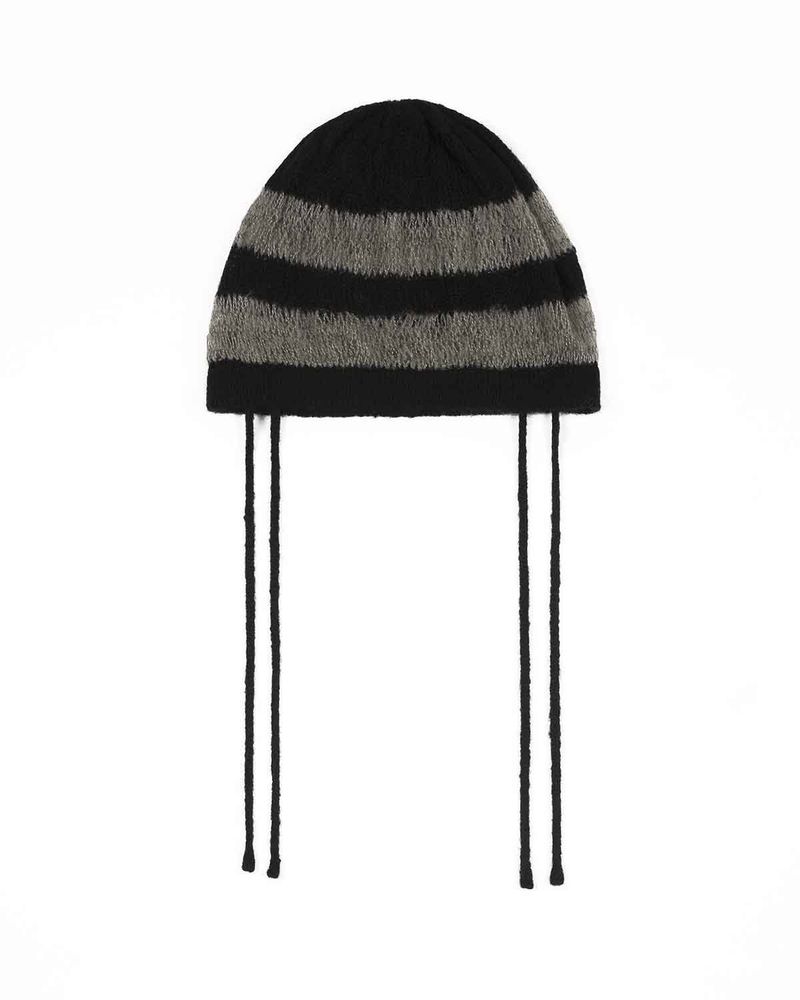Ribbon Tied Beanie _ BLACK