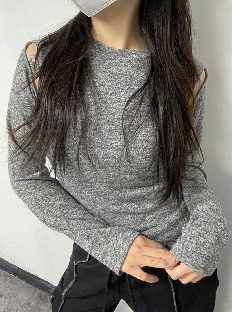 cut out shoulder long sleeve