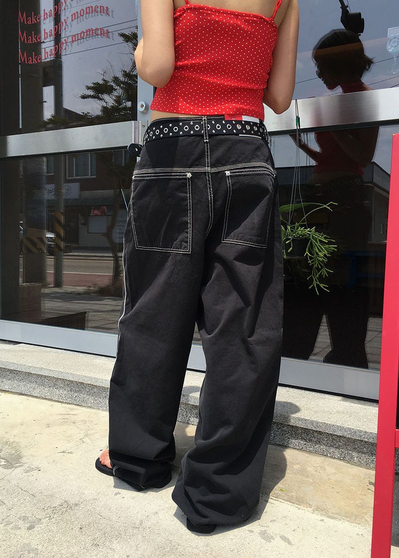 COLOR STITCH WIDE PANTS