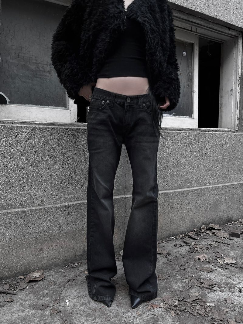 dark semi low-rise bootcut denim