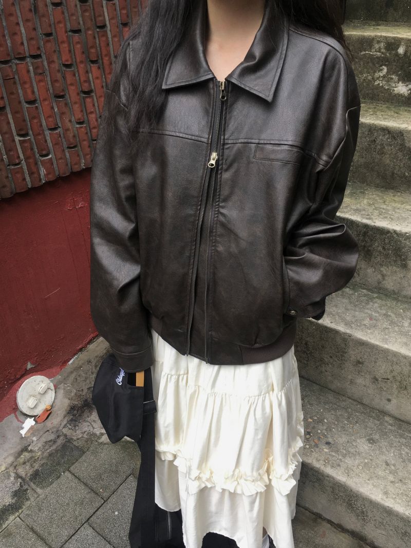 vintage leather jumper