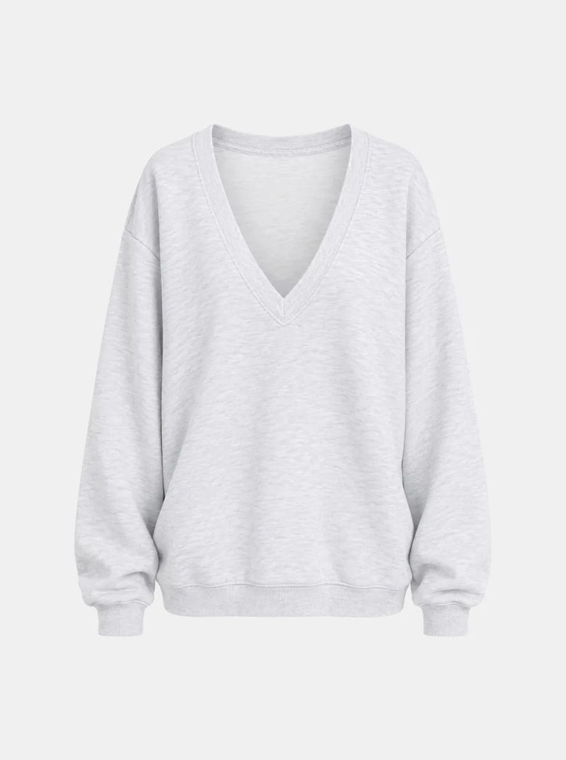 Deep V-Neck Loose Sweatshirt