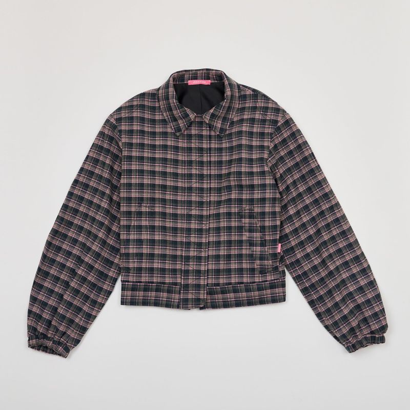 TWO WAY ZIP-UP CROP BLOUSON PINK