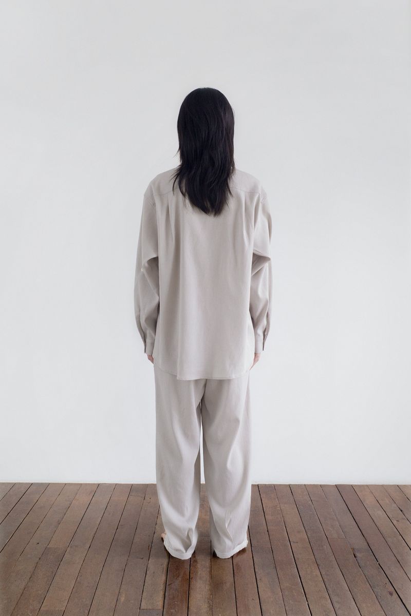 ストレッチロールアップシャツ, ベージュ
